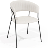 Buy Dining chair - Upholstered in Bouclé Fabric - Lona White 61149 - prices